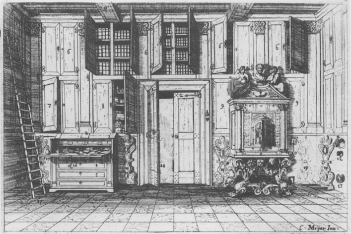 Cornelis Meijer
科尼利斯·梅耶(Cornelis Meijer, 1629-1701)，荷兰水利工程师，1680年来到罗马，协助设计台伯河两岸、引水和排水的庞蒂纳沼泽。他的两卷书《诺维·里罗万尼》(1689年)收集了一系列与他在罗马的活动有关的工程建议，以及眼镜、桥梁、手推车、甚至汽车的其他异类设计，以及对彗星运动的观察。

极简高效的组织方式
这本书还包括一个单室公寓的设计(Del Fabricar Comodo)。除了说明在有限的空间内如何完全满足维特鲁威关于经济适用美观的标准外，没有提供任何补充案文。书中有四幅蚀刻画和相关注释。

反巴洛克
梅耶设计的一居室公寓，是对巴洛克式住宅建筑时尚的蓄意挑衅。正如帕特里夏•瓦迪(Patricia Waddy)雄辩地证明的那样，巴洛克罗马时期的宫殿是围绕一套标准化公寓设计的，公寓里有可扩展的房间。客人们可以聚集在大厅里的仆人和警卫中间，但随后就会被接待到主人的房间里，房间里有一系列半私密的前厅，后面是卧室、书房和后楼梯。

 Joseph Connors：The one-room apartment of Cornelis Meijer
墙一
1.巧妙的门一种使叶子从左边或右边打开的装置。2. 类似的门，带有自动关闭装置。3.有各种抽屉的橱柜。4. 书桌上有一张长凳，用来写和读。5. 放日常衣物的抽屉。6. 橱柜里的书。7. 账簿和日记柜。8. 放信件和私人文件的柜子。9. 对古玩柜。10. 古玩的字符串。11. 收听节目，了解其他房间的情况。12. 与其他房间甚至远处的通话管取得联系。13. 理发师托盘。14. 一只可以进来下蛋的鸡。15. 梯子爬到上面。16. 所有锁的万能钥匙。17. 服务铃。18. 入口。19. 在墙内滑动的椅子。20.狗窝。


墙二
21. 有门的凹室，可以用来做床。22. 床上凹室。23. 门凹室。24. 尿壶。25。刷和梳子架。26. 有灯笼的长卷钟(一年)，供夜间观赏。27. 工具柜。28. 放衣服的柜子。29. 玻璃和烧杯柜。30.亚麻橱柜。31. 奥斯库拉还在床上的时候就用相机观察街上的活动。32. 枪柜。33. 温度测量。34. 肮脏的亚麻橱柜。35. 日用亚麻布橱。36. 连接其他房间的秘密楼梯。37. 放银碗和烧杯的碗柜。38. 放银烛台的柜子。39. 床后面的壁橱是永久通风的。40. 手帕橱柜。


墙三
41. 镜子。42。地球仪。43. 望远镜。44岁。天球。45. 显微镜,46。金色鳞片。47. 几何工具。48. 呼吸新鲜空气。49. 凹面镜观察街道活动。50. 擦手巾。51. 日历。52。便笺。53. 鸟笼。54. 酒窖。55. 座位靠墙。56. 太阳时钟。57. 黄金的保险箱。58. 银安全。59. 珠宝的安全。60. 锁。


墙四
61. 壁炉用来熏肉。62. 热水箱。63. 铁板保温防火。64. 火狗。65. 在夜间盖住火的格栅。66. 铁锹》67。钳》68。波纹管》69。香料和药品抽屉。70. 挂毯盖着躺椅。71. 砂浆》72。出版社。73年。折叠桌子。74. 食品存储jar。75. 蒸馏炉和蒸馏缸。76. 用于清洁和磨刀的纸板。77. 热水和冷水龙头。78. 木材和木炭商店。79. 烤制一些东西。80. 烘烤其他东西。81. 陶器店。82. 带有疏水阀的污水管。


