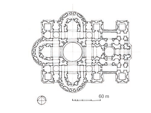 伯拉孟特方案  Plan of St. Peter’s Basilica by Bramante