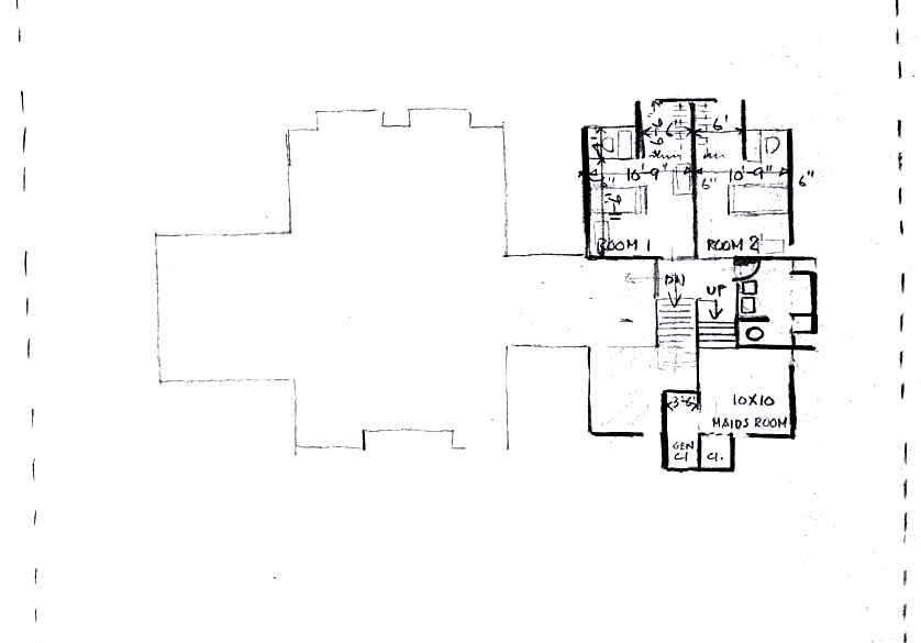   费舍住宅的第一个方案 二层平面图 