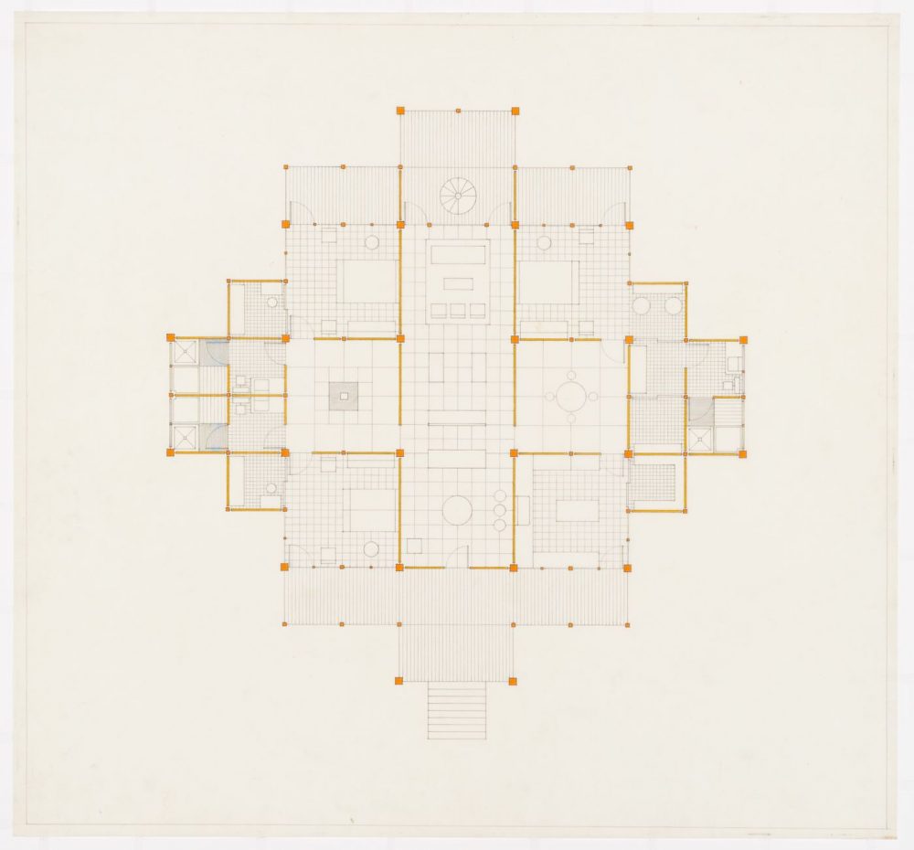 John Hejduk. Sketches with annotations for Texas Houses, 1954-1963. 