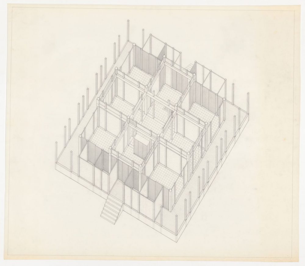 John Hejduk. Sketches with annotations for Texas Houses, 1954-1963. 