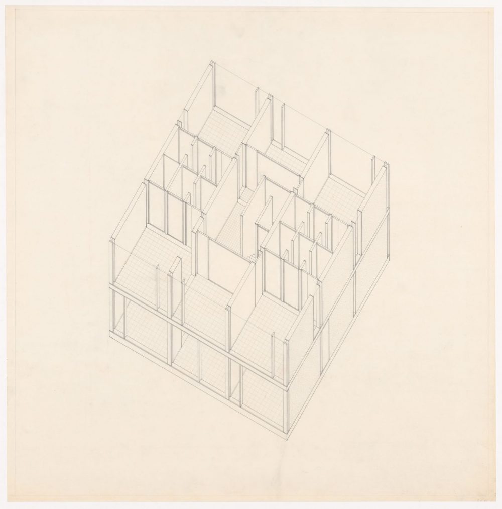 John Hejduk. Sketches with annotations for Texas Houses, 1954-1963. 