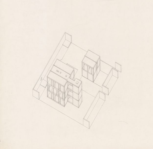 John Hejduk. Sketches with annotations for Texas Houses, 1954-1963. 