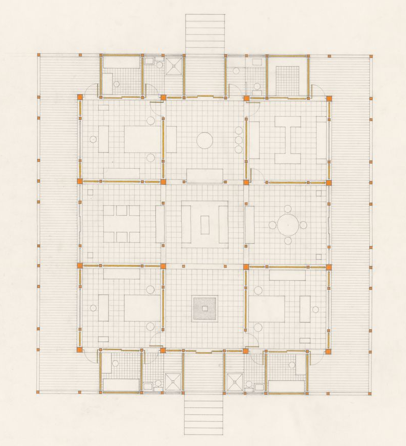 John Hejduk. Sketches with annotations for Texas Houses, 1954-1963. 