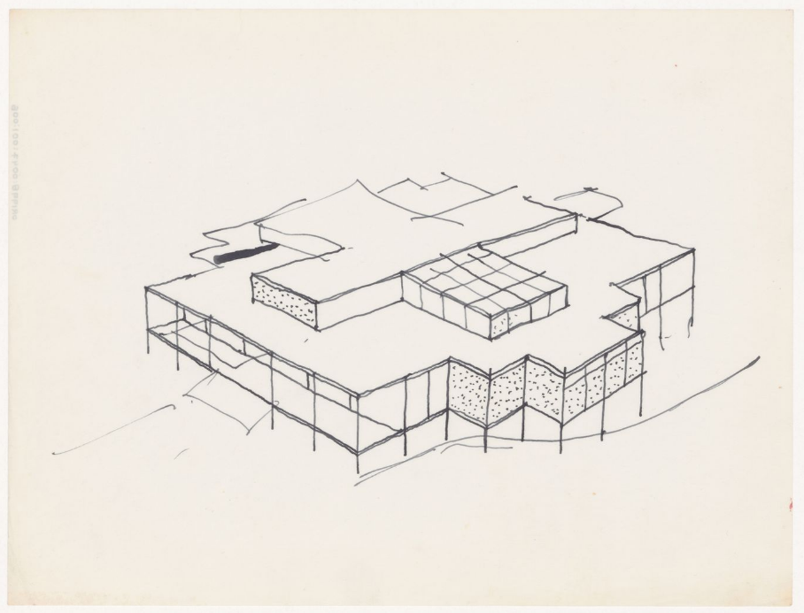 John Hejduk. Sketches with annotations for Texas Houses, 1954-1963. 