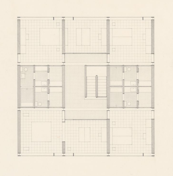 John Hejduk. Sketches with annotations for Texas Houses, 1954-1963. 