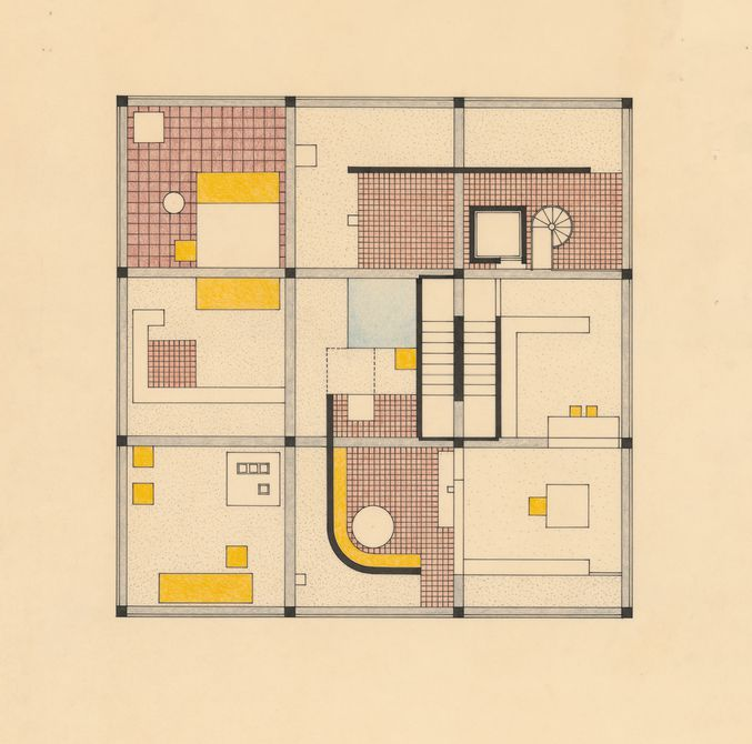 John Hejduk. Sketches with annotations for Texas Houses, 1954-1963. 