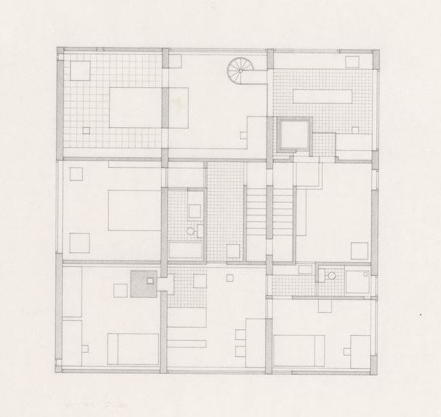 John Hejduk. Sketches with annotations for Texas Houses, 1954-1963. 