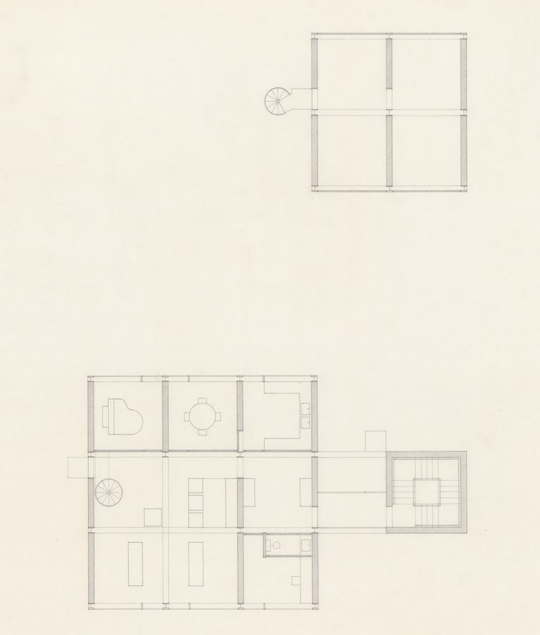 John Hejduk. Sketches with annotations for Texas Houses, 1954-1963. 