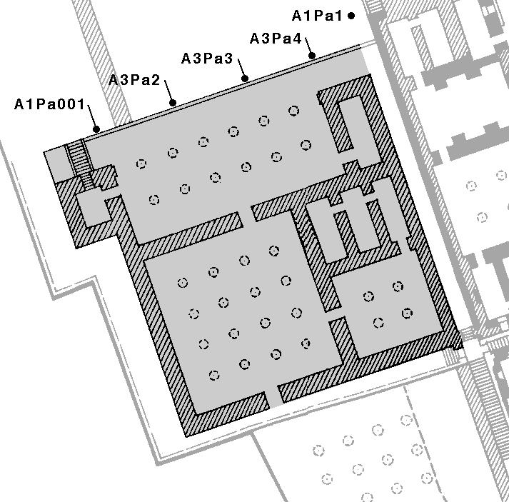 The southwestern corner of the Terrace, west of the palace of Xerxes, may once have been the site of a palace of Artaxerxes I, but the standing remains found there belonged a residential structure called